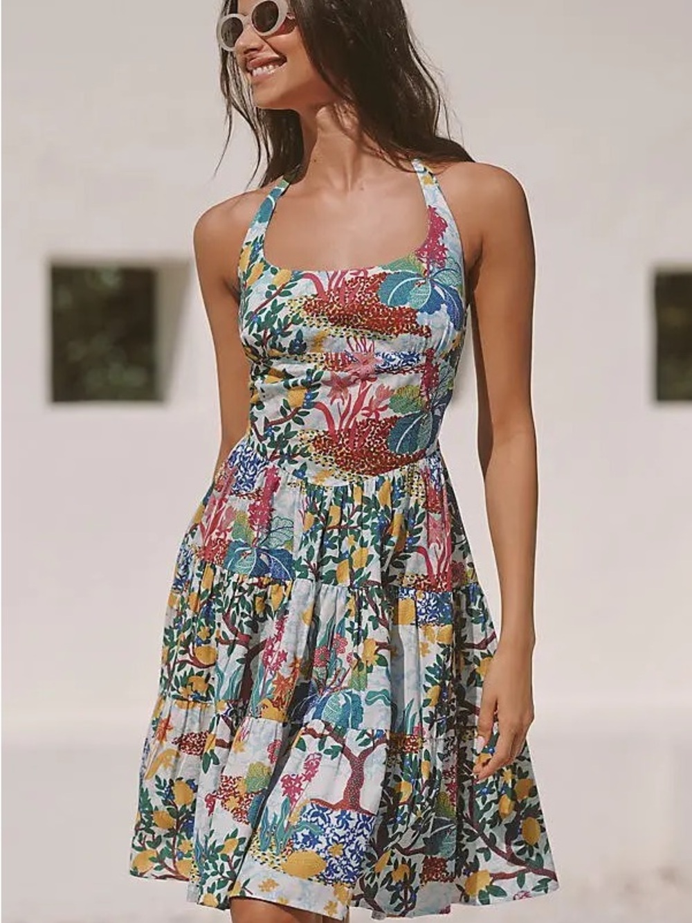 Nwot danielle Floral Halter Tiered Mini Dress in Multicolor